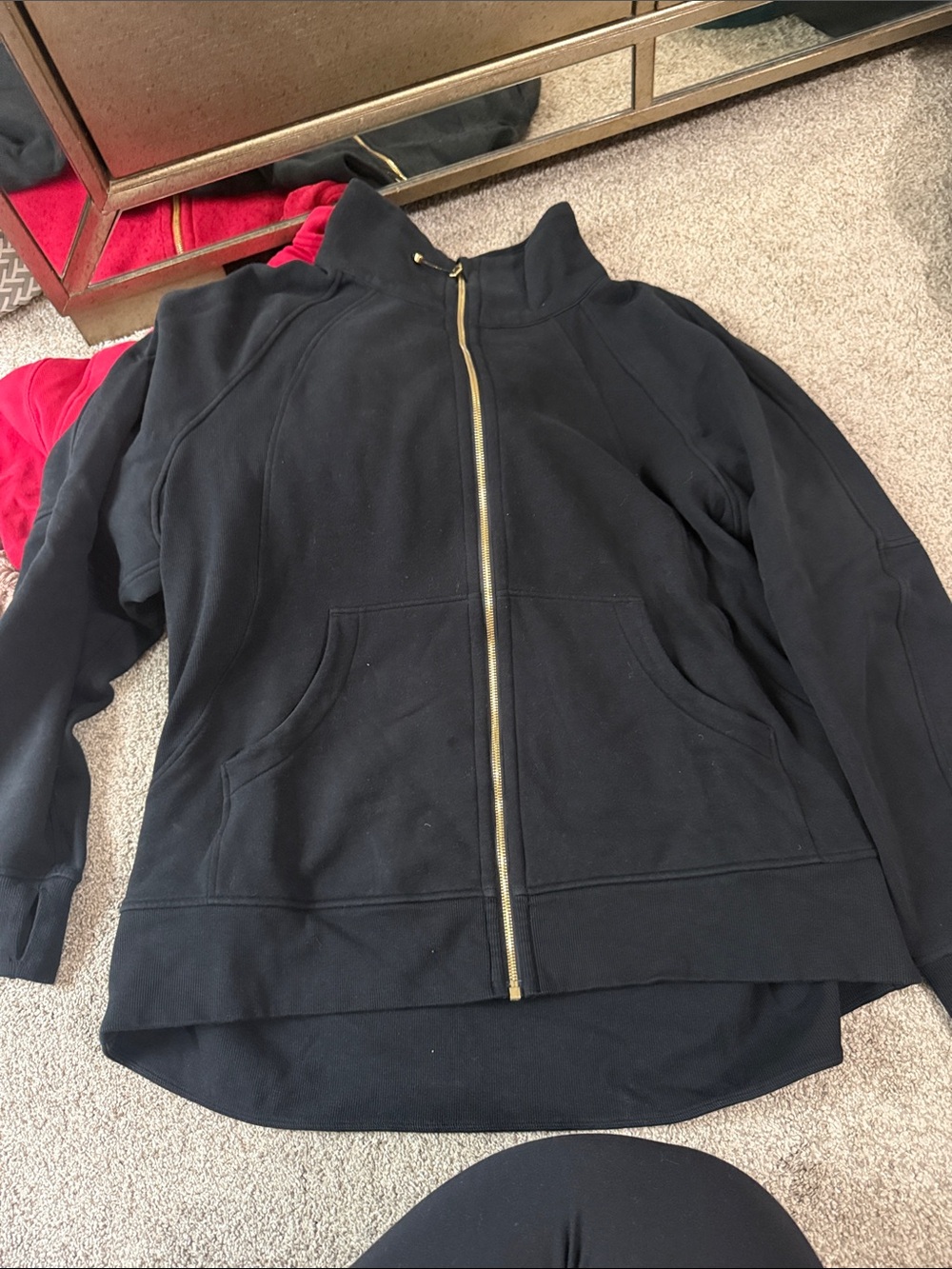 Lululemon long Black Zip-Front Women's Jacket with High Collar
